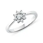 Diamantový prsten z bílého zlata ve tvaru kytičky KLENOTA