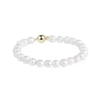 Náramek z bílých perel Akoya se zlatým zapínáním KLENOTA