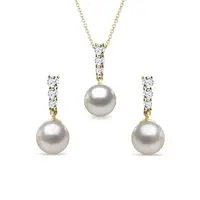 Set šperkov z ružového zlata s Akoya perlami a diamantmi KLENOTA