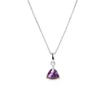 Náhrdelník z bieleho zlata s ametystom vo výbruse trilion KLENOTA