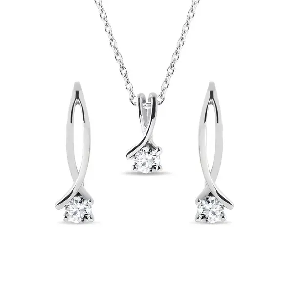 Diamantová súprava z bieleho zlata s motívom stužky KLENOTA