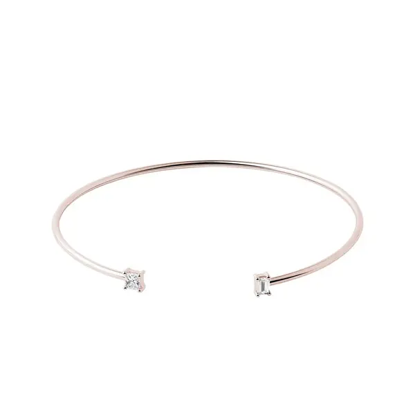 Pevný náramek s diamanty v růžovém 14k zlatě KLENOTA