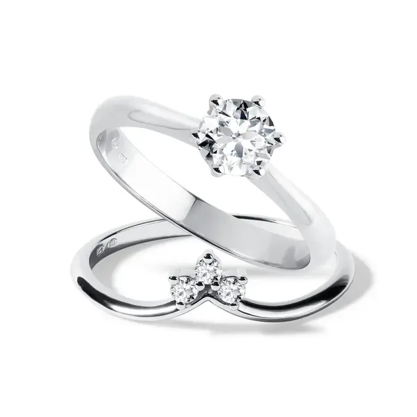 Set prstenů s lab grown diamantem v bílém zlatě KLENOTA