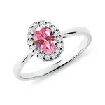 Zlatý prsteň s ružovým zafírom a briliantmi KLENOTA