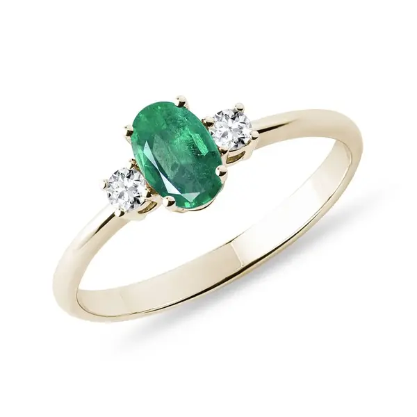Smaragdový zlatý prsteň s diamantmi KLENOTA