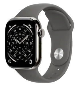 APPLE Watch 11 GPS + Cellular 42mm přírodní titan - skálově šedý sportovní řemínek - M/L