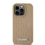 Zadní kryt Karl Lagerfeld PU Leather Monogram Metal Logo Magsafe pro Apple iPhone 14 Pro Max, béžová