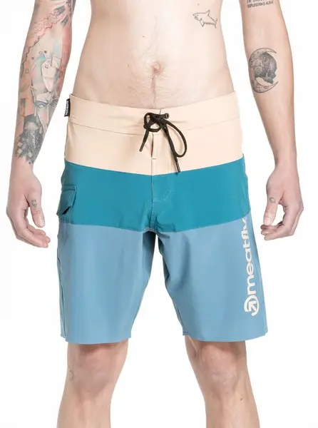 Meatfly pánské plavky Mitch Boardshorts 21" Slate Blue / Latte | Modrá | Velikost XL