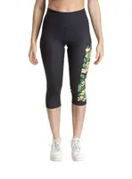 Meatfly dámské legíny Edna Yellow Flowers | Černá | Velikost XS