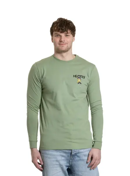 Meatfly pánské tričko s dlouhým rukávem Julien Basil Skeleton | Zelená | Velikost XL | 100% bavlna