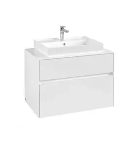 Villeroy & Boch Collaro - Umývadlová skrinka, 80x55x50 cm, 2 zásuvky, Glossy White C08000DH