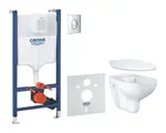 Grohe Solido - Set predstenovej inštalácie, klozetu a dosky Bau Ceramic, SoftClose, tlačidlo Skate Air, chróm 39888000