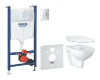 Grohe Solido - Set predstenovej inštalácie, klozetu a dosky Bau Ceramic, SoftClose, tlačidlo Skate Air, chróm 39888000