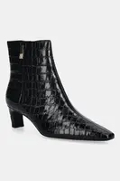 Kožené členkové topánky Tommy Hilfiger TH SQUARE TOE CROC KITTEN BOOTIE