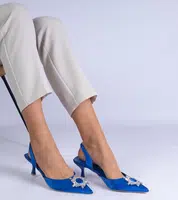 Gemre Blue satin slingback pumps Melossi