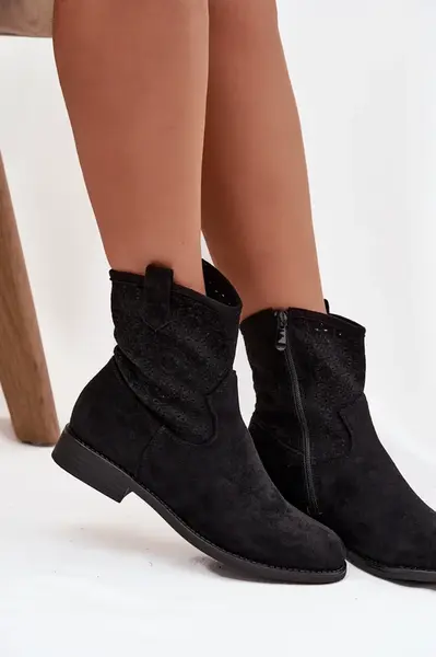 S. BARSKI Dámske členkové topánky na nízkom opätku s otvoreným vzorom S.Barski