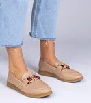 Gemre Beige eco-leather loafers with ornament Kalenda