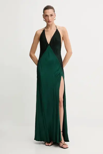 Šaty Bardot hnědá barva, maxi, 59977DB