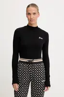 Tričko s dlouhým rukávem Guess ALBA černá barva, s pologolfem, V5BP10 KCBF1