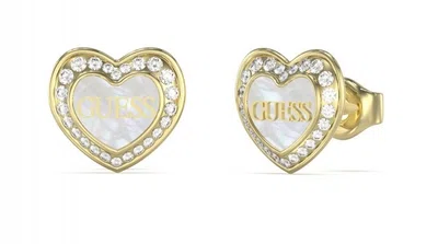 Guess Půvabné pozlacené náušnice s perletí Amami JUBE04028JWYGWHT/U