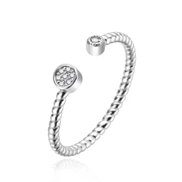 Agato Okouzlující otevřený stříbrný prsten se zirkony AGT-R69W 57 mm