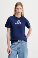 Bavlněné tričko adidas dámské, tmavomodrá barva, JM4439