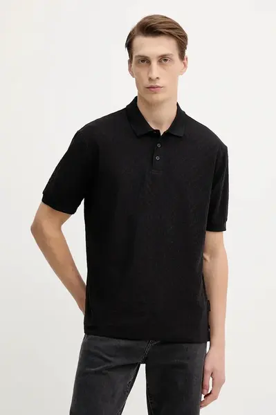 Bavlněné polo tričko Armani Exchange pánské, černá barva, XM001882 AF10337