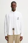 Bavlněná košile Guess Jeans pánská, bílá barva, regular, s límečkem button-down, M5YH64 WHFK1