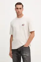 Bavlněné tričko Armani Exchange pánské, béžová barva, s potiskem, XM001451 AF10356