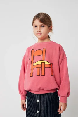 Dětská bavlněná mikina Bobo Choses Chair růžová barva, s kapucí, vzorovaná, 225AC034