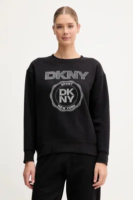 Mikina Dkny dámská, černá barva, s potiskem, DP5T1340