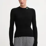 Svetr MSGM dámský, černá barva, s pologolfem, 3941MDM217.257784