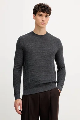 Vlněný svetr Emporio Armani pánský, šedá barva, EM002196 AF13851