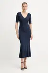 Šaty Herve Leger Aria tmavomodrá barva, midi, přiléhavé, DCR8524128