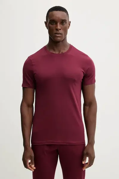 Bavlněné pyžamové tričko United Colors of Benetton pánské, vínová barva, 3BVG2M271