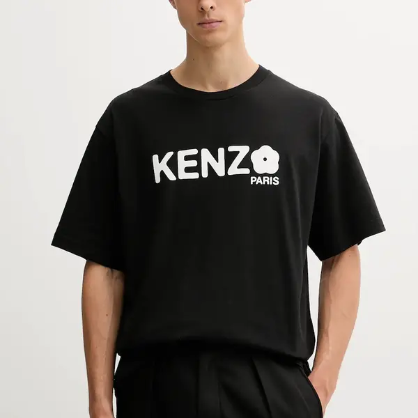 Bavlněné tričko Kenzo Boke Flower 2.0 černá barva, s potiskem, FF55TS4914SG.99J