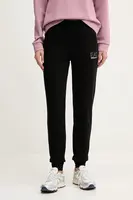 Tepláky EA7 Emporio Armani dámské, černá barva, s potiskem, AF15831.7W000538