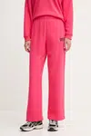 Bavlněné tepláky Dkny dámské, růžová barva, s aplikací, DP5P3650