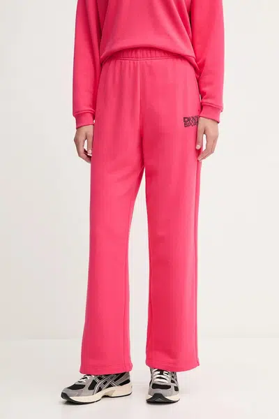 Bavlněné tepláky Dkny dámské, růžová barva, s aplikací, DP5P3650