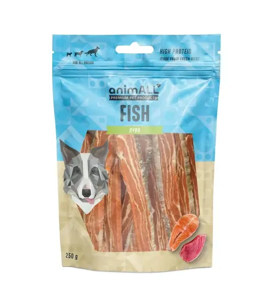 animALL Lososové plátky s kůží a kuřecím pamlsky pro psy 250 g