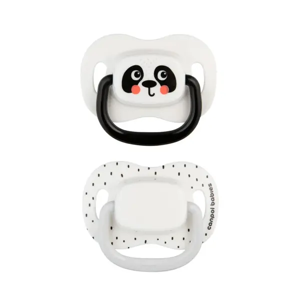 CANPOL BABIES Set symetrických silikonových dudlíků BabiesBoo 18m+ 2ks bílý