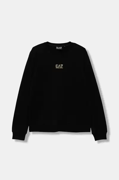 Dětská bavlněná mikina EA7 Emporio Armani zelená barva, s potiskem, 7B000025 AF10380