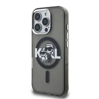 Zadní kryt Karl Lagerfeld IML Glitter Karl and Choupette Sketch MagSafe pro Apple iPhone 16 Pro, černá