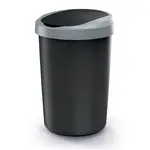 Koš odpadkový COMPACTA R FLAP černý se světle šedým víkem 40l