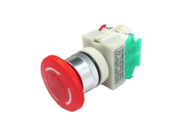 Tlačítko havarijní červené LAY37  6A 250V OFF-ON/ON-OFF