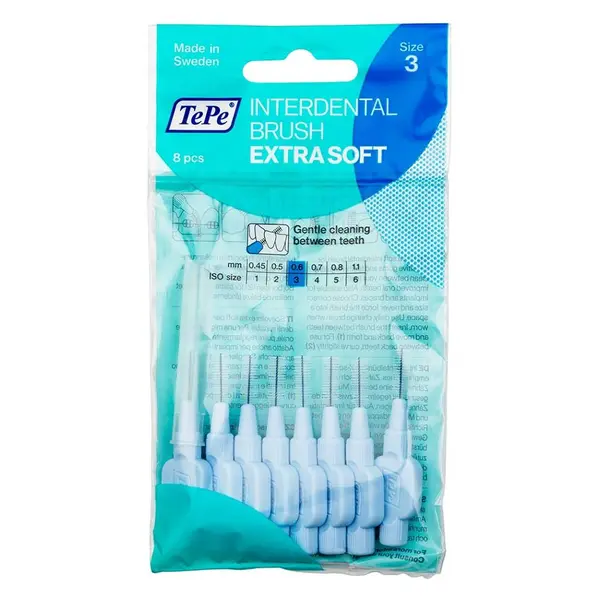 TEPE Mezizubní kartáčky Extra Soft modré 0,6 mm v sáčku 8 ks