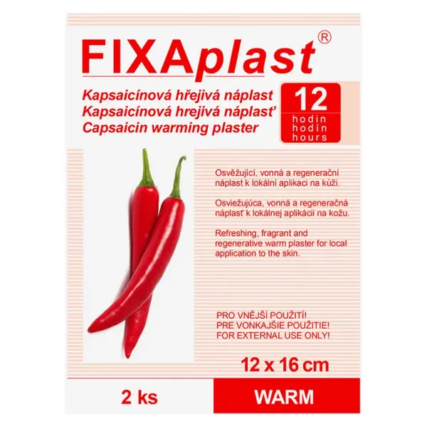 FIXAPLAST WARM kapsaicinová hřejivá náplast 12 x 16 cm 2 kusy
