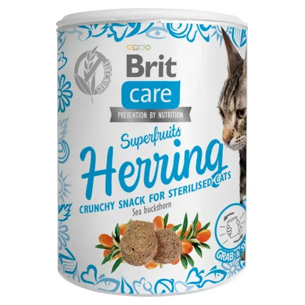 BRIT Care Snack Superfruits Herring se sleděm a rakytníkem pro kočky 100 g