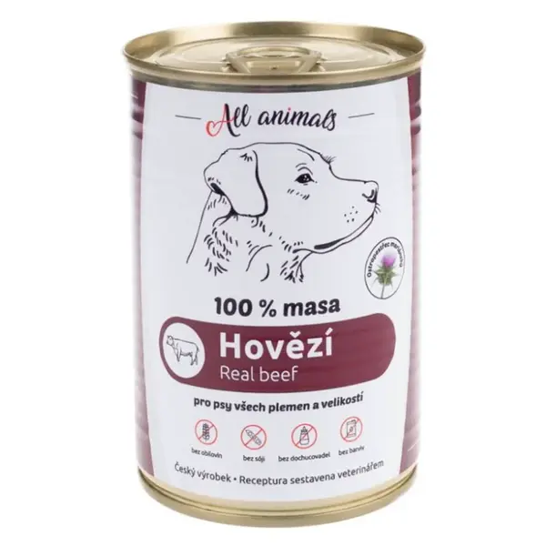 ALL ANIMALS konzerva hovězí mleté pro psy 400 g