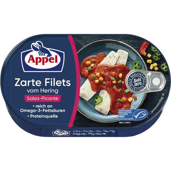 APPEL Filety ze sleďů se zeleninou v pikantní rajčatové omáčce 200 g